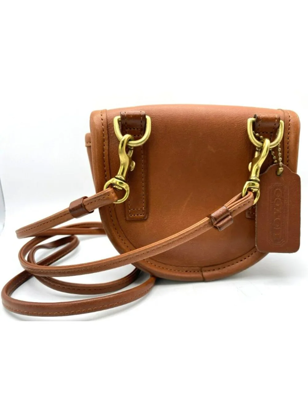 Vintage Coach Watson Bag B7C-9826 British Tan Brown Leather Brass Crossbody 9826 - Picture 5 of 13